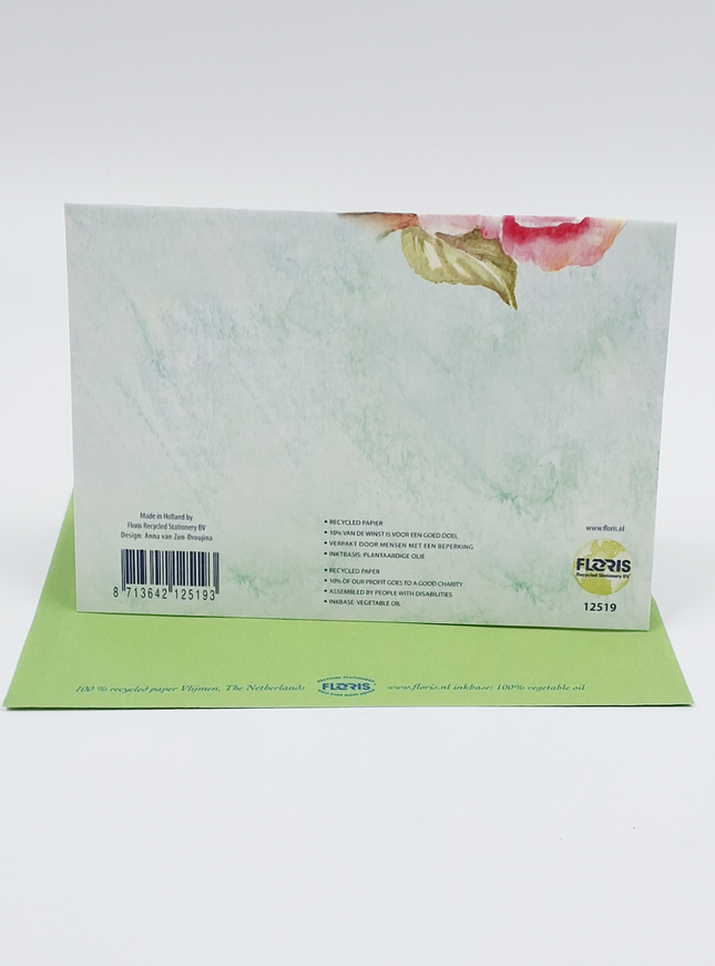 Wenskaart rose rozen vlinder (F12519)