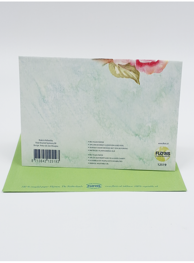Carte de vœux rose roses papillon