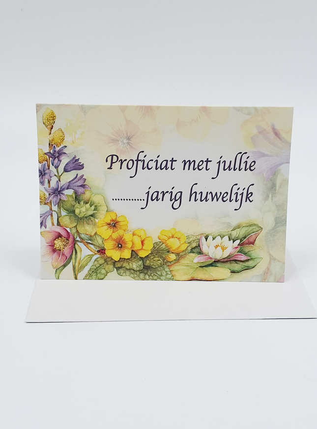 Wenskaart bloemen, proficiat met jullie … jarig huwelijk (F12529)