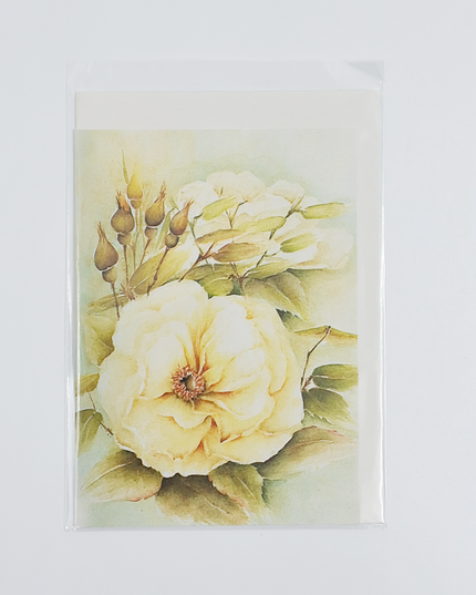 Greeting card white rose with buds (F12530)