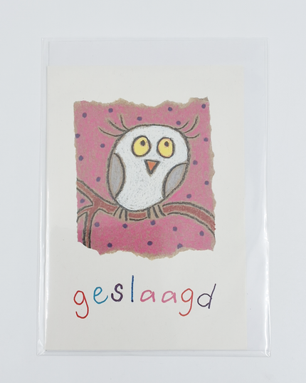 Carte de vœux hibou, transmise