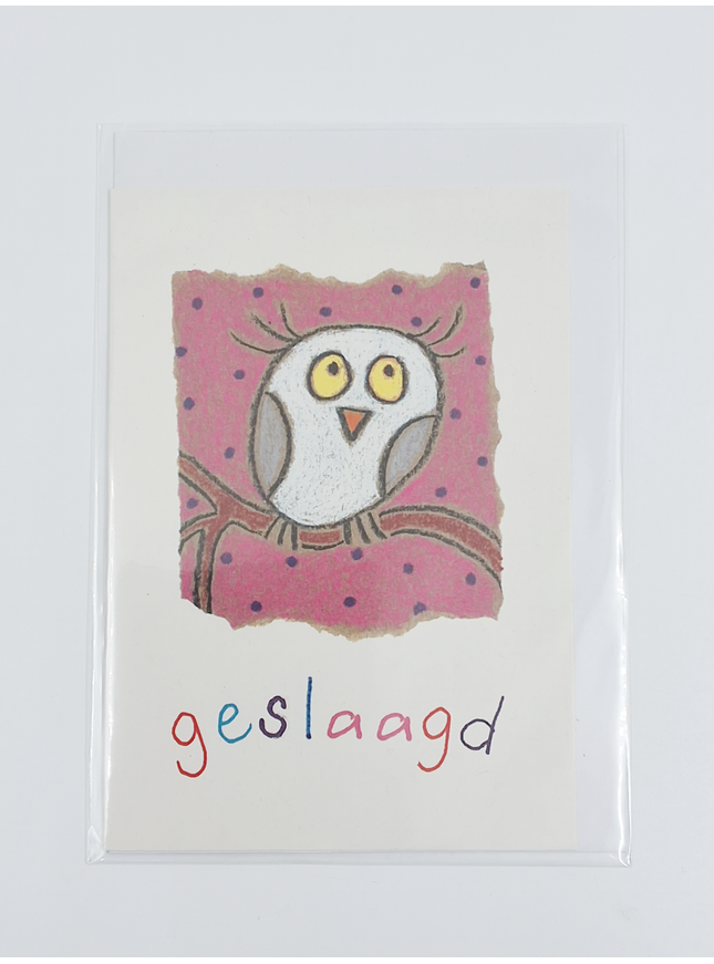Wenskaart uil, geslaagd (F12537)