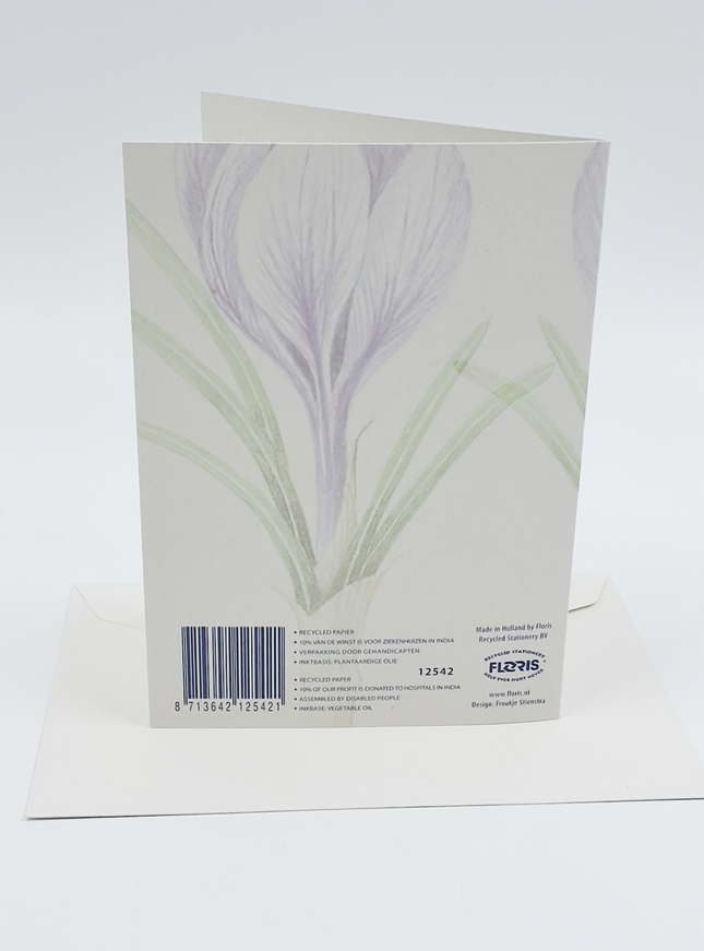 Wenskaart crocussen met bol (F12542)