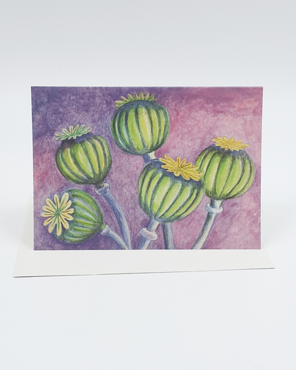 Greeting card poppy pods condolence (F12554)