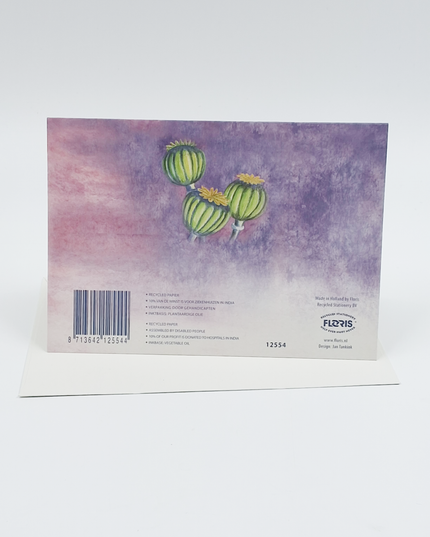 Greeting card poppy pods condolence (F12554)