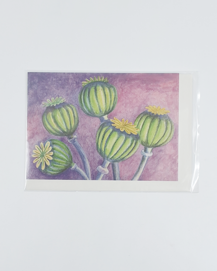Greeting card poppy pods condolence (F12554)