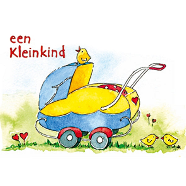 Wenskaart geboorte kinderwagen kleinkind (F12559)