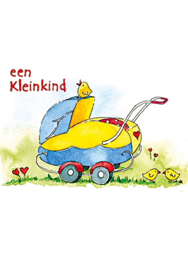 Wenskaart geboorte kinderwagen kleinkind (F12559)