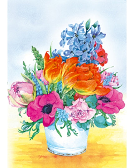 Greeting card pot of mixed flowers Annie (F12571)