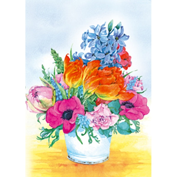 Wenskaart pot gemengde bloemen Annie (F12571)