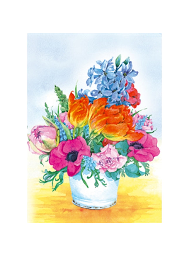 Carte de vœux en pot de fleurs mélangées Annie