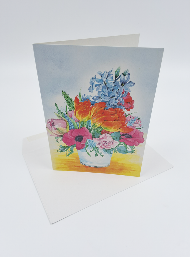 Wenskaart pot gemengde bloemen Annie (F12571)