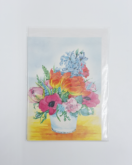 Greeting card pot of mixed flowers Annie (F12571)