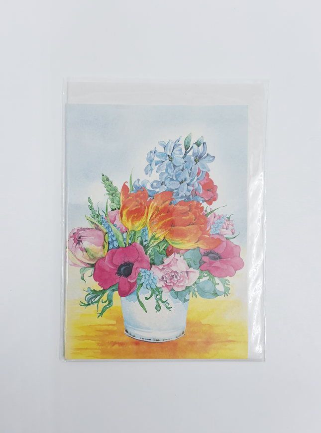 Wenskaart pot gemengde bloemen Annie (F12571)
