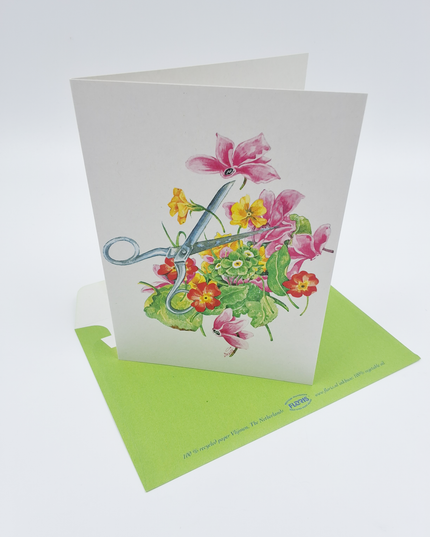 Greeting card scissors cyclamen (F12572)