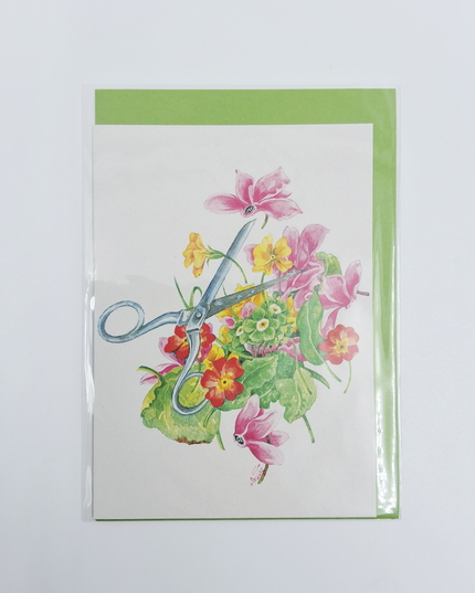 Greeting card scissors cyclamen (F12572)