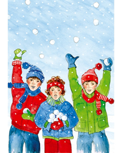 Wenskaart sneeuw kinderen (F12586)
