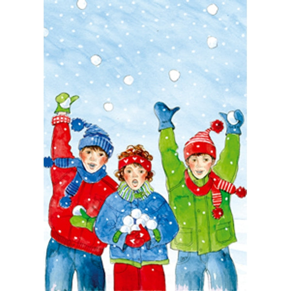 Wenskaart sneeuw kinderen (F12586)