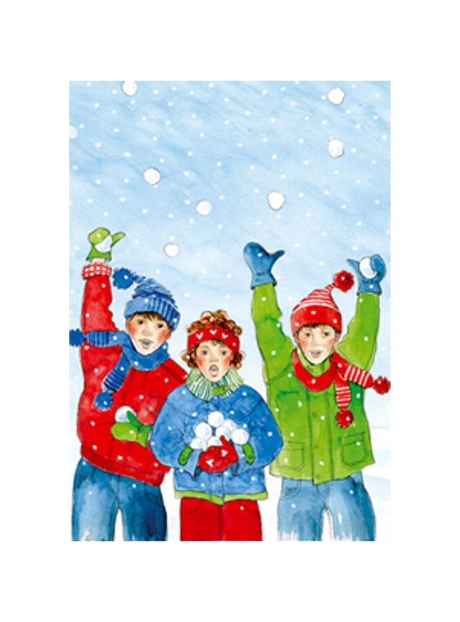 Wenskaart sneeuw kinderen (F12586)
