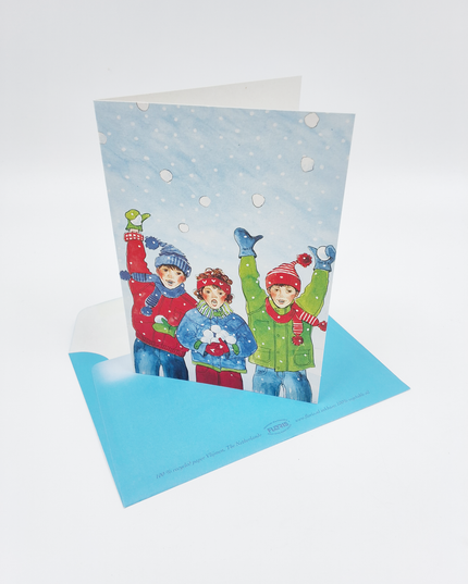 Wenskaart sneeuw kinderen (F12586)
