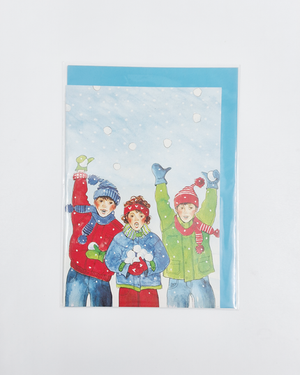 Wenskaart sneeuw kinderen (F12586)