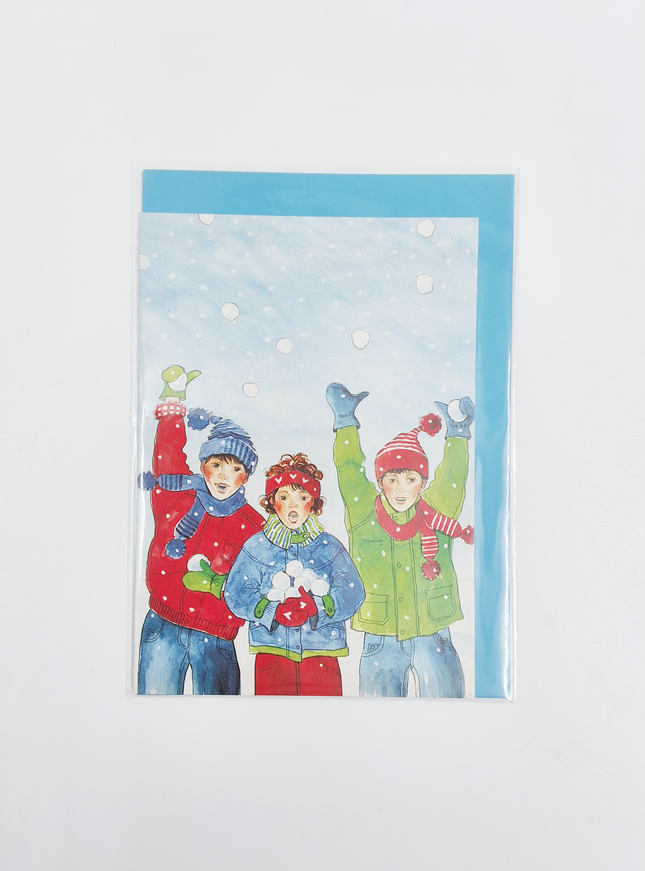 Wenskaart sneeuw kinderen (F12586)