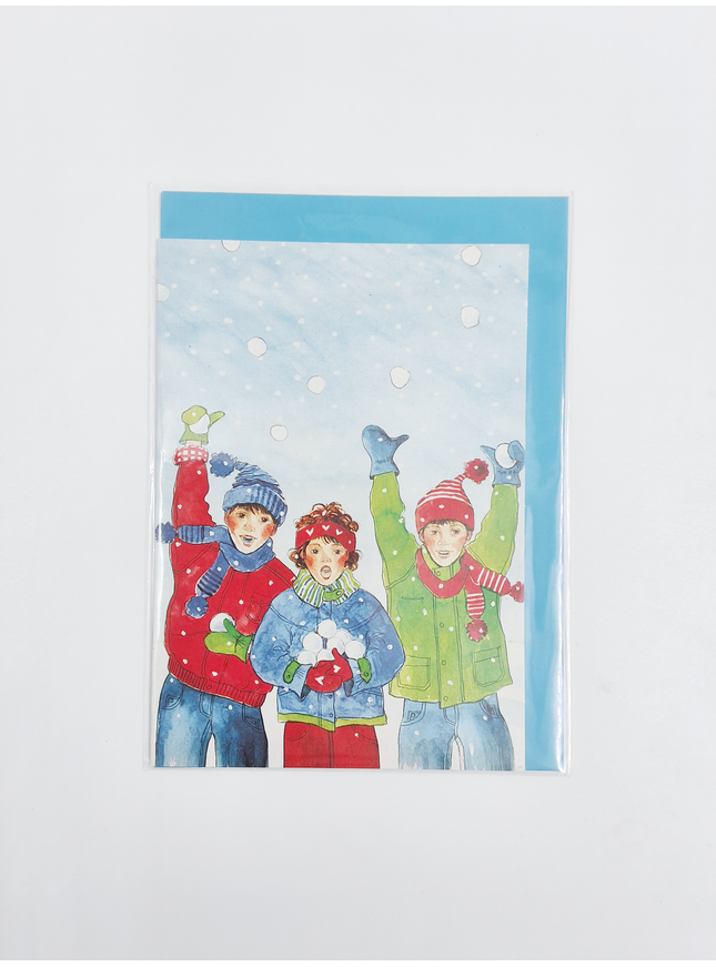 Wenskaart sneeuw kinderen (F12586)
