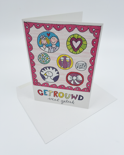 Wedding card bridal couple, married good luck (F12590)