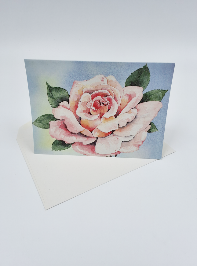Wenskaart roze roos (F12594)