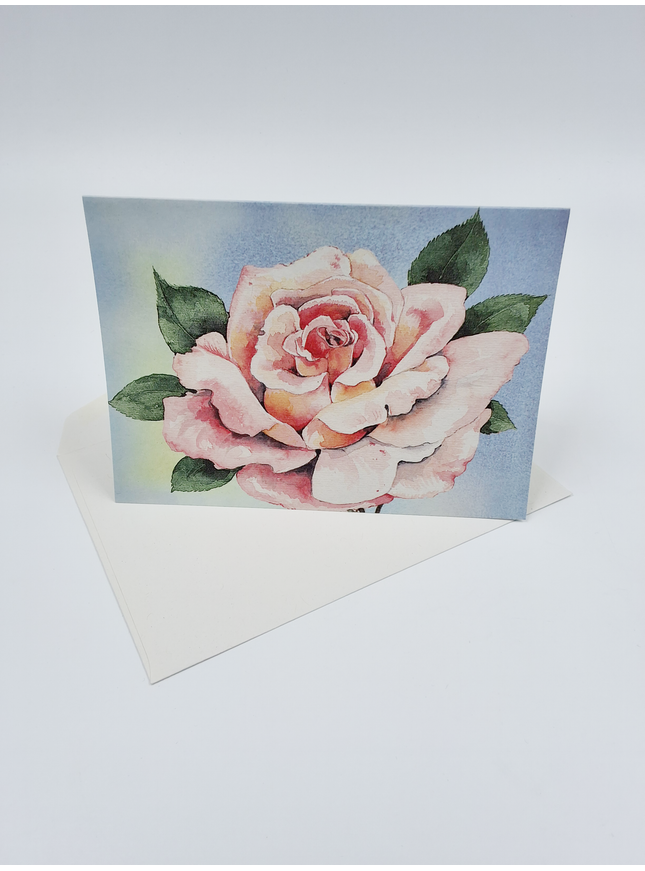 Wenskaart roze roos (F12594)