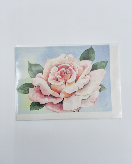 Greeting card pink rose (F12594)