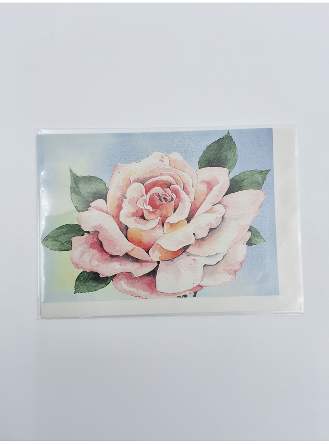 Wenskaart roze roos (F12594)