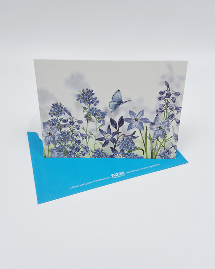 Carte de vœux fleurs bleues