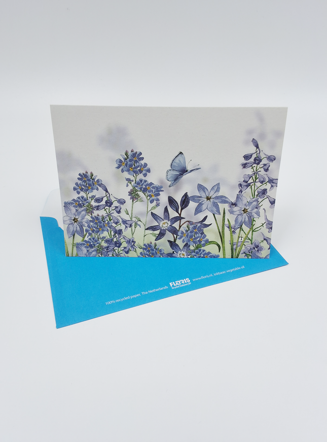 Carte de vœux fleurs bleues