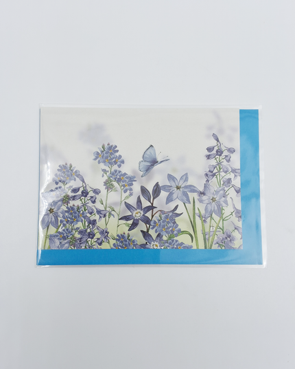 Carte de vœux fleurs bleues