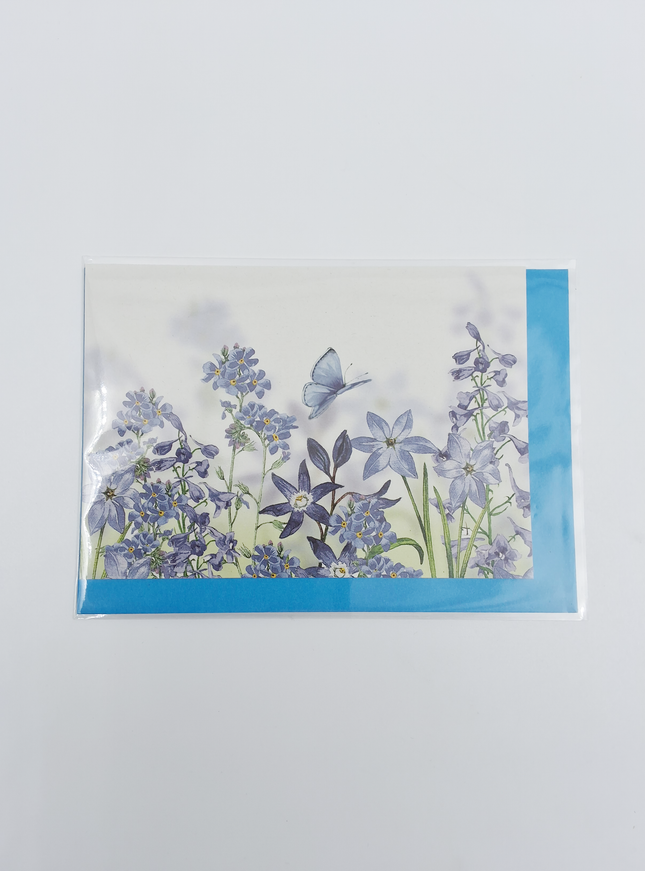 Carte de vœux fleurs bleues
