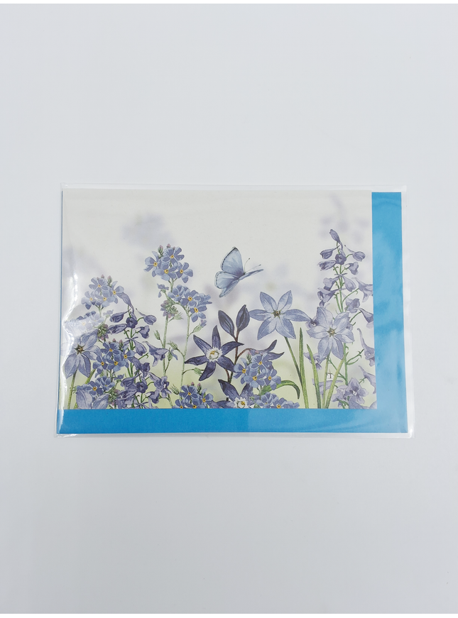 Carte de vœux fleurs bleues