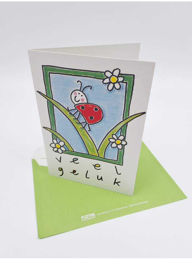 Greeting card ladybug, good luck (F12616)