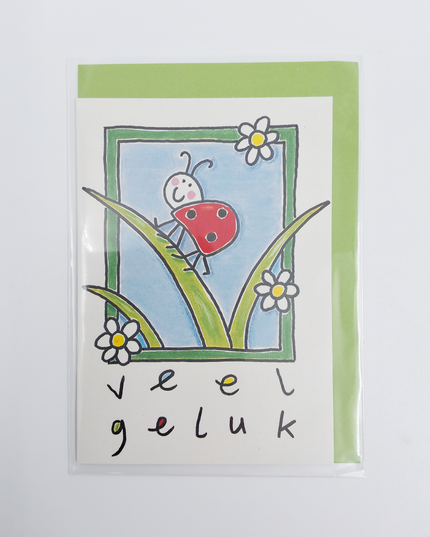 Wenskaart lieveheersbeestje, veel geluk (F12616)