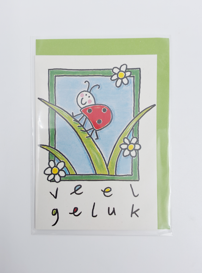 Wenskaart lieveheersbeestje, veel geluk (F12616)