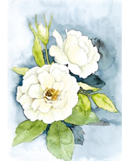 Wenskaart twee witte rozen (F12619)