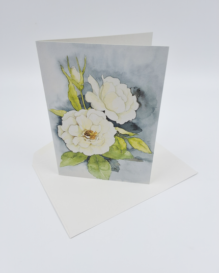 Wenskaart twee witte rozen (F12619)