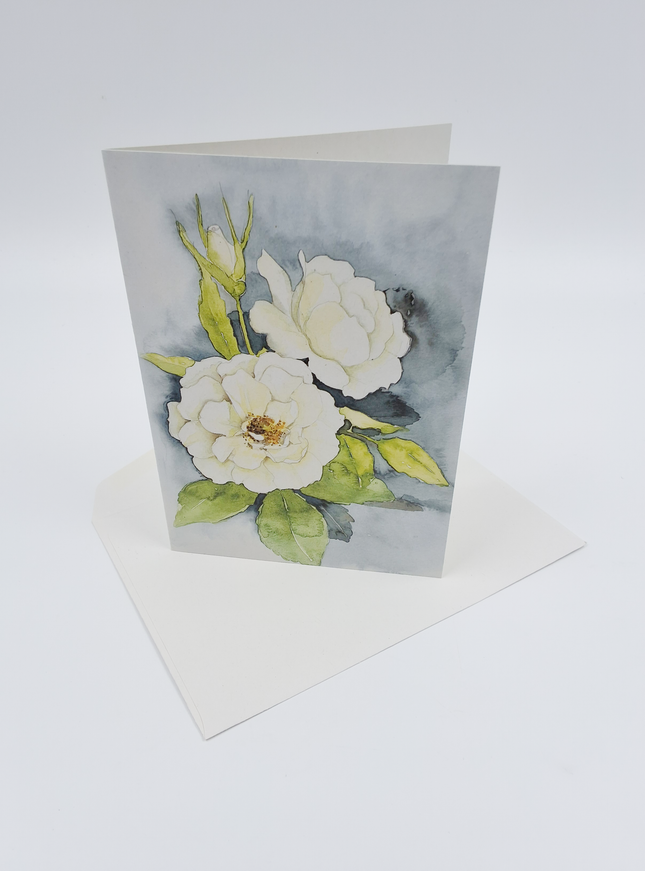 Wenskaart twee witte rozen (F12619)