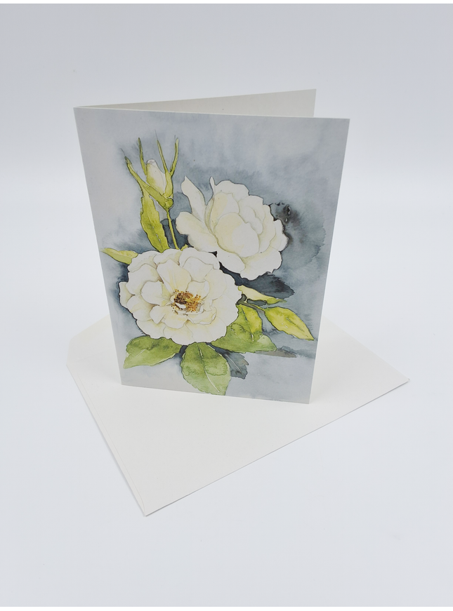 Wenskaart twee witte rozen (F12619)
