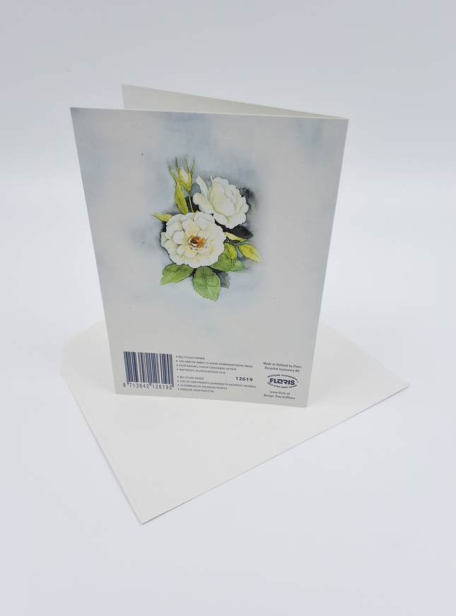 Wenskaart twee witte rozen (F12619)