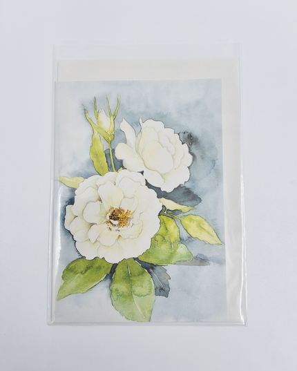 Wenskaart twee witte rozen (F12619)