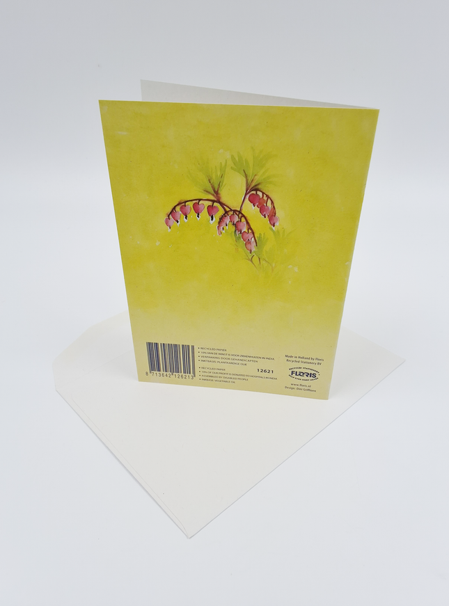 Wenskaart bloemen gebroken hartje (F12621)