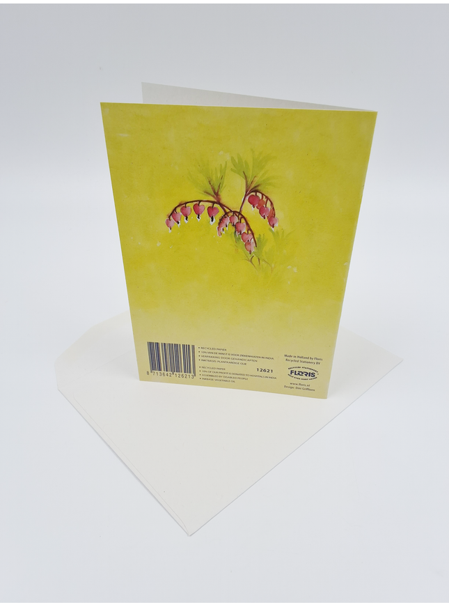 Wenskaart bloemen gebroken hartje (F12621)