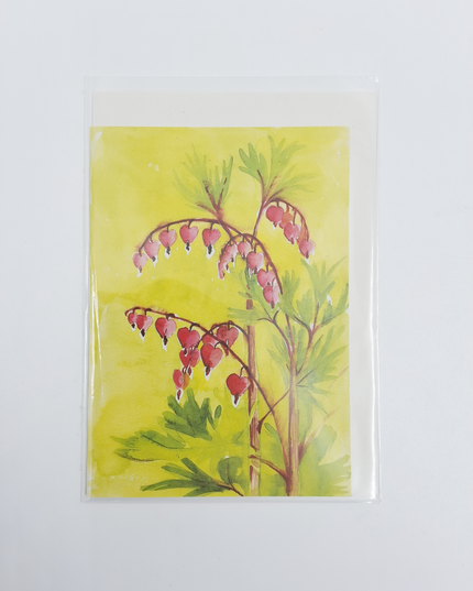 Wenskaart bloemen gebroken hartje (F12621)