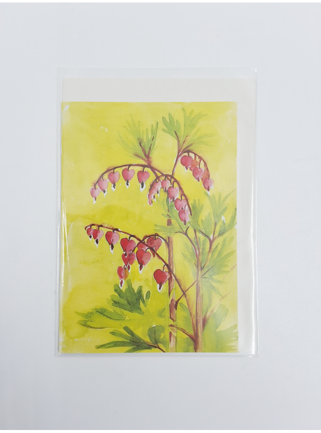 Wenskaart bloemen gebroken hartje (F12621)